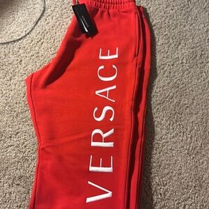 Versace Men’s Sweatpants Pants Joggers Red NWT Authentic Luxury 4XL